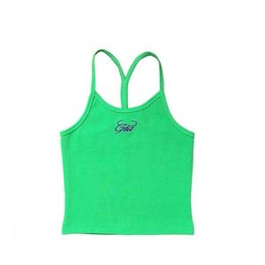 I.AM.GIA Green Embroidered Logo Tank Top